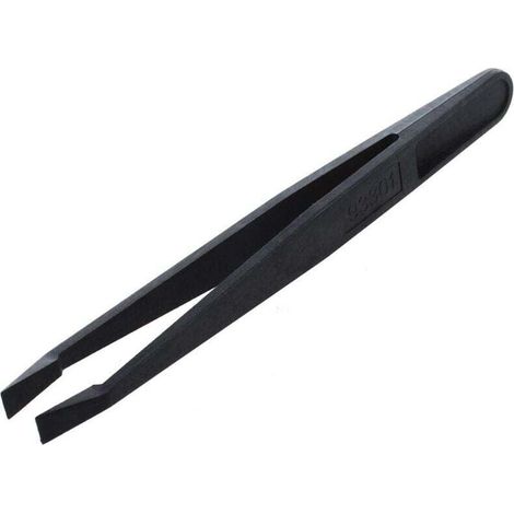 Outil manuel plastique Noir Pince a epiler plat pointe anti-statiques (1/4)