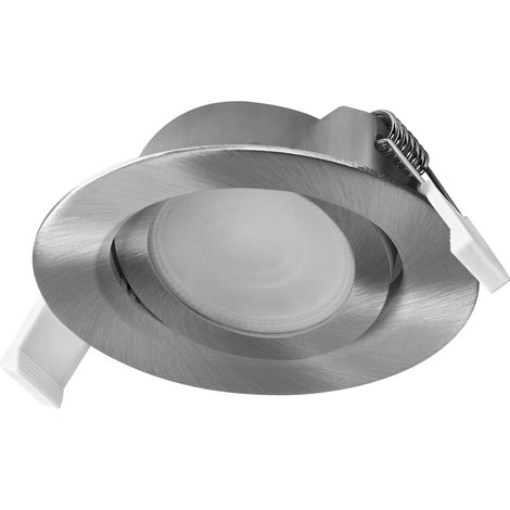 Spot Set Spot LED encastrable DIM 4,9 W 120° nickel satiné, lot de 3 spots de plafond dimmables bord arrière, blanc chaud IP20