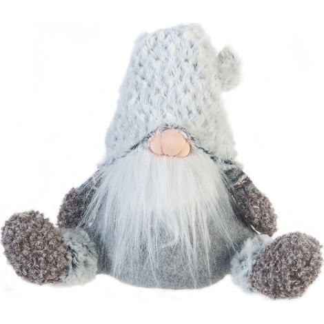 Rebecca Mobili Elfo Scandinavo Gnomo Stoffa Grigio Addobbo Natale 35x16x24 (1/5)