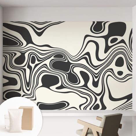 Tapete Vliestapete mit Kleber für Wohnzimmer Schlafzimmer Küche - Wanddekoration Dynamische Linien 152x104 cm (1/5)