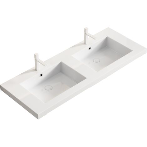 120cm GREA double lavabo, sans sous-cabine, sans robinet et robinets, blanc, pour maison, design moderne (1/5)