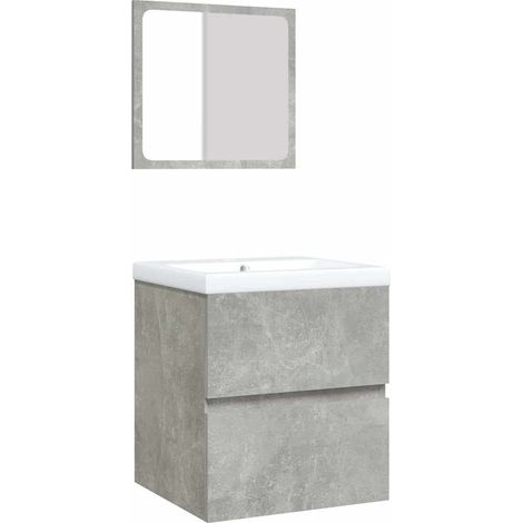 Maison Exclusive - Armoire lavabo de salle de bain et bassin et miroir Gris béton (1/5)