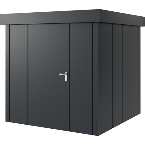 Hörmann Metall-Gerätehaus "Juno" mit Flachdach, JFD5 - Design, 214 x 214 cm (B x T), anthrazit, 1-flüglige Tür, Anschlag links (1/5)