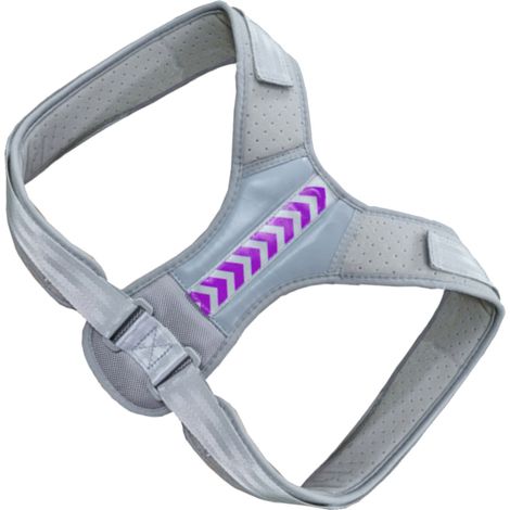 Correcteur de posture réglable, soutien dorsal souple et respirant pour dos et épaules, attelle de maintien quotidien, couleur gris-violet, taille unique. (1/5)