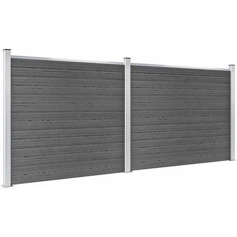 Maison Exclusive - Zaunelement Set WPC 353x146 cm Schwarz (1/5)