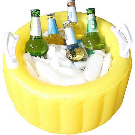 Cubitera inflable, cubo de cerveza de PVC, barra de hielo, cubo de agua para exteriores, cubo de agua portátil, se puede llenar con hielo, inflable, 45x45cm (1/5)