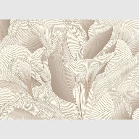 Papier peint intissé - Tapisserie de feuilles subtile - 375x270 cm (1/2)