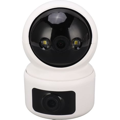 Caméra de surveillance intérieure 3MP double objectif, zoom motorisé panoramique inclinable WiFi 2.4G, caméra de sécurité 360° pour maison et animaux avec suivi de mouvement, alarme, vision nocturne e (1/5)