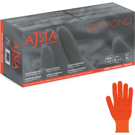 Ajsia Einweg-Nitrilhandschuhe Diamond 8GR Puderfrei Größe L - 100 Stück