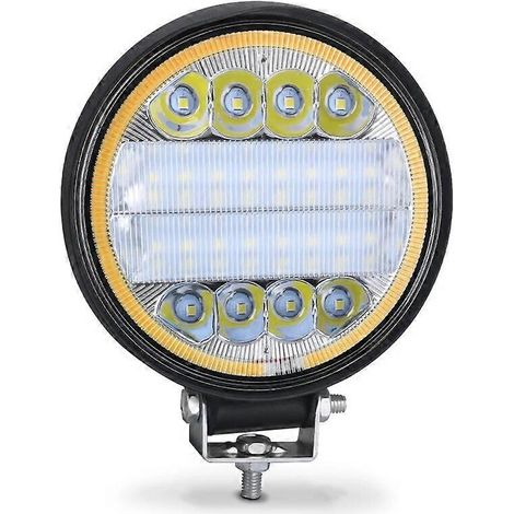 Barre lumineuse de travail LED 72 W 24 pouces, projecteur carré/rond, feux de jour pour voiture 4x4, SUV tout-terrain, quad, camion, excavatrice, blanc/ambre, 1 barre lumineuse de travail 72 W (.127) (1/5)