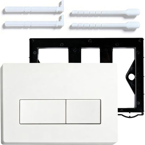Double flush plate, 246 x 164 x 11.5 mm toilet control plate, flush plate for bathroom, easy installation, reliability, white release plate (1/5)