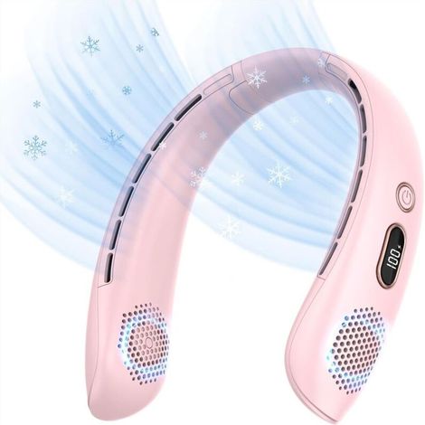 Neck Fan, Portable USB Bladeless Neck Fan Quiet with 360° Airflow, 3 Speeds Rechargeable Mini Personal Fan for Office Home Travel Outdoor(Pink) (1/5)