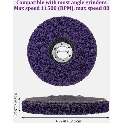 5 Pcs Disque Meuleuse,125 x 22 mm, Disque Abrasif pour Meuleuse D'angle, Disque de Nettoyage Abrasif CSD disques de nettoyage grossier pour Enlever la Rouille de la Peinture (1/4)