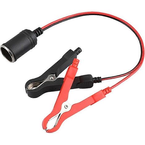 Adaptateur femelle 12-24 V, rallonge avec pinces de batterie, connexion à la prise allume-cigare de voiture. (1/5)
