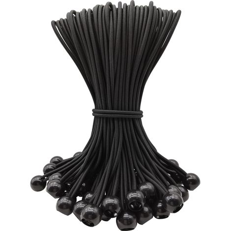 50x Kugelspanner 25cm Schwarz Planenspanner Gummispanner für Zelt (1/5)