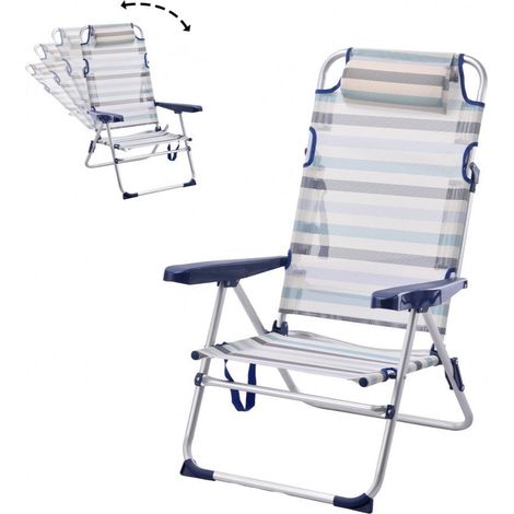 Pack 2 Sillas Playa Reclinables Plegables Reposacabeza (1/5)