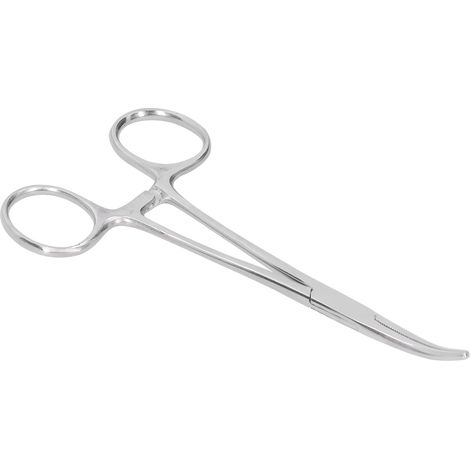 Hämostatische Pinzette, 14 cm, Edelstahl, gebogene Spitze, Tierhaarpinzette, Viehbedarf (1/5)