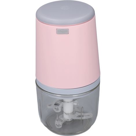 Mini robot culinaire sans fil 300 ml, idéal pour hacher facilement les aliments pour bébé. Petit hachoir électrique pour légumes, fruits, viande et ail (rose). (1/5)