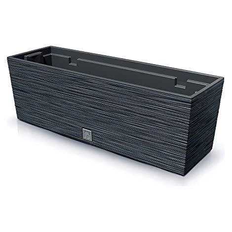 Jardinière oblongue 58,5x18,5x19,5cm – Plastique anthracite – Insert inclus pour éviter débordement – Capacité 21l – Prosperplast