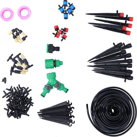 Kit d'arrosage automatique pour jardin 25 m avec système de micro-irrigation goutte à goutte. (1/5)