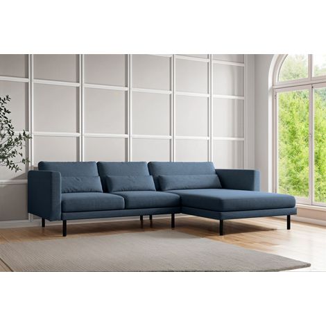 Ecksofa Designersofa AGADA in Stoff Verita Marineblau Ottomane Rechts (1/2)