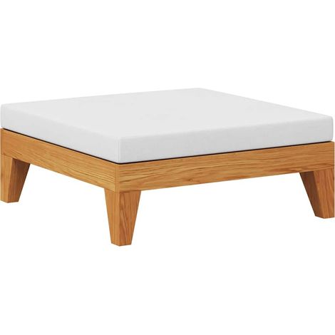 Reposapiés modular y cojín crema madera maciza de acacia vidaXL