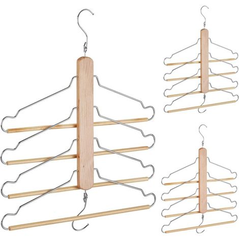 Bardusch-Cintre Multiples Set de 3 Cintre Multifonctions avec 4 cintres Chemises Crochet métal Bois de Lotus, Nature (1/5)