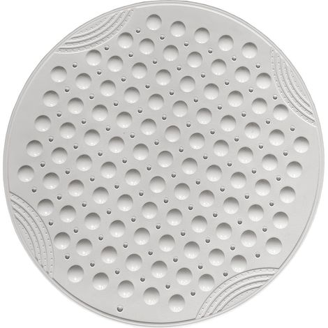 1 Tapis De Douche Rond PVC 55cm Antidérapant Avec Ventouses Et Trous Drainage Pour Salle De Bain