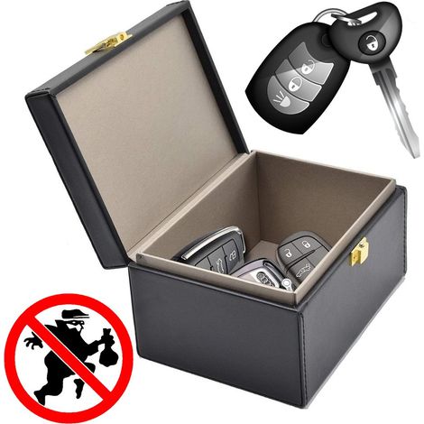 Caja Faraday antirrobo para llaves de coche y teléfono, bloquea las ondas de radio, color negro. (1/5)