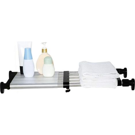 Étagère de Placard Telescopique en Métal Etagere de Rangement Réglable sans Perçage Organiseurs de Armoire Separateur Stockage Rack pour Cuisine, Salle de Bain, Chambre 40-60cm, Noir (1/3)