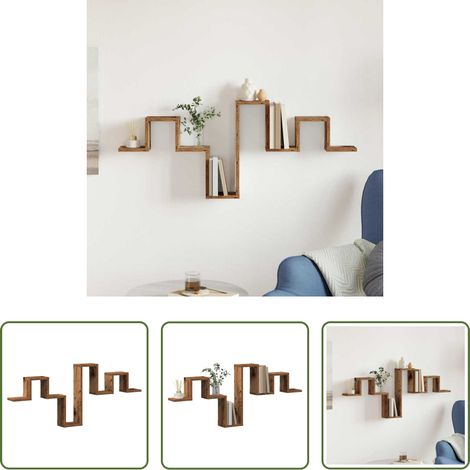 Wandmontiert - Wandregal Wandmontiert mit Speicher Altholz 104,5 x 43 x 10 cm (1/5)