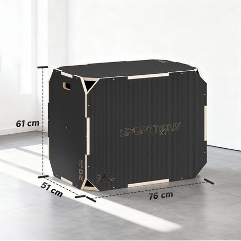 Plyo box 3 in 1 in legno, 76 x 61 x 51 cm, 3 altezze, nera DESVIAE (1/4)