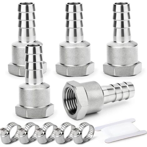 Stück Edelstahl 304 Schlauchanschlussstücke, 10 mm auf 3/4" BSP Außengewinde, Kompressionsverschraubung für Wasser, Kraftstoff, Luft - 3/4"FX 16MM (10 Stück) (1/5)