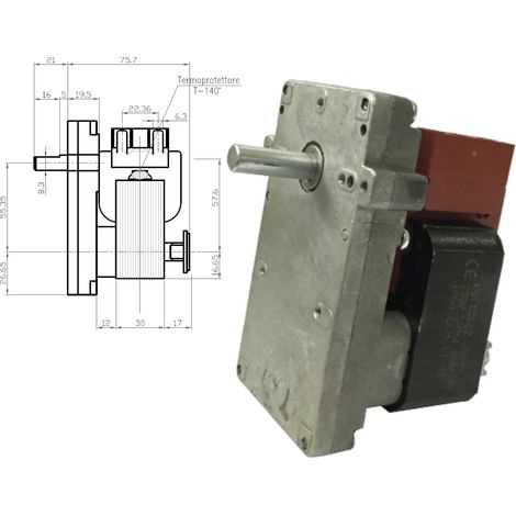 MOTORIDUTTORE STUFA A PELLET K9115068 KENTA 30WATT 2RPM ORARIA ASSE 9,5MM
