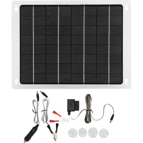 Panneau Solaire 20W 12V Polycristallin Chargeur Batterie Double Port USB Câble OBD pour Voiture Camping-Car (1/5)