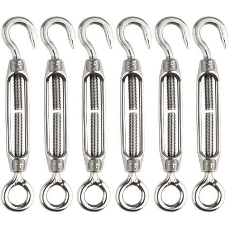 Tendeur de fil , tendeur à crochet et œillet 304, ensemble de tendeurs réglables en acier inoxydable M4, robuste,(6 pièces) (1/5)
