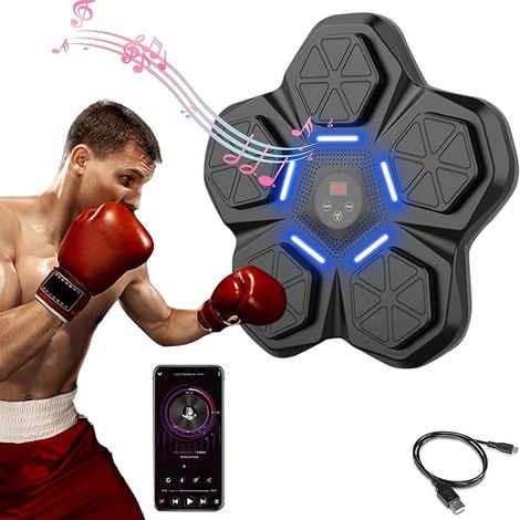Music Bluetooth Boxing Machine, Smart Bluetooth Boxmaschine mit Musik, LED Elektronische Musik Boxmaschine, Boxing Machine Wandmontage, 9 Boxen-Modi, Boxtraining für Zuhause