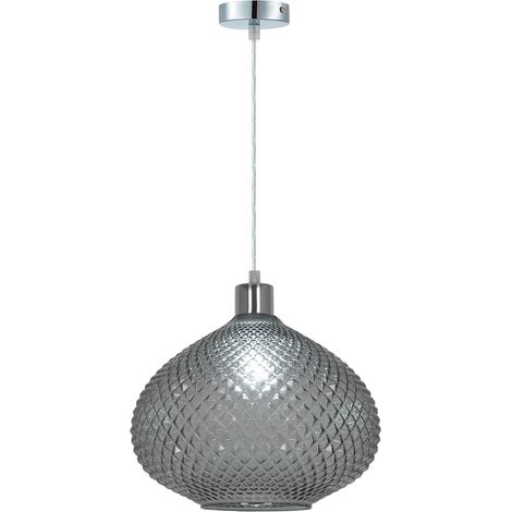 Eclairage plafond design Foly 120cm réglable verre gris fumé compatible LED (1/3)
