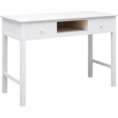 Maison Exclusive - Scrivania Bianca 108x45x76 cm in Legno Massello di Paulownia (1/5)