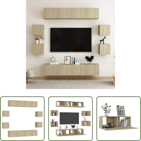 Fernsehschrank - 8-tlg. TV-Schrank-Set Sonoma-Eiche Holzwerkstoff (1/5)