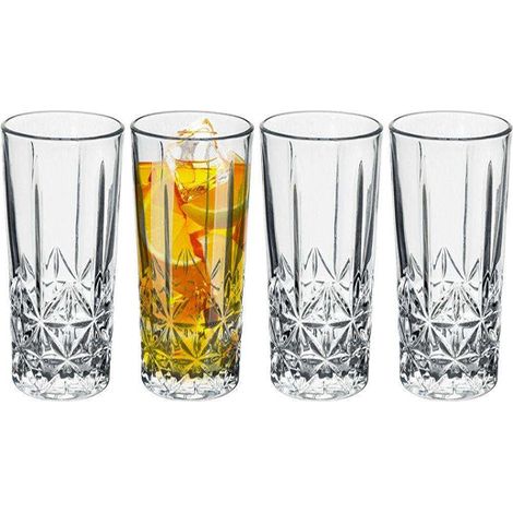 EXCELLENT vasos altos labrados 300 ml , Vasos de cristal labrados 300ml-Juego de 4 vasos altos para bebidas 300 mlMarca ExcellentMaterial: VidrioCapacidad: 300 mlUn