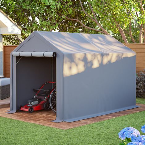 Abri de Jardin Multifonction 296x190x200 cm Gris Foncé, Garage Vélo et Tente de Rangement pour Outils
