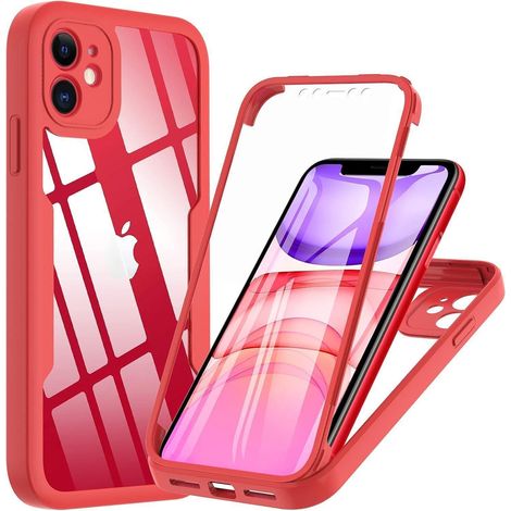 iPhone 11 Hülle mit Displayschutzfolie, 360° Rundumschutz, stoßfest, Rot (1/5)