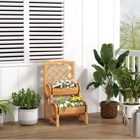 Bac potager surélevé 45x45x80 cm en bois jaune avec treillis, pour balcon gain de place – MEUBLIV (1/5)