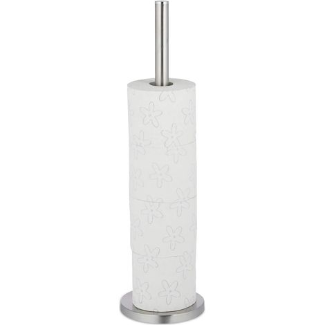 Toilettenpapierhalter, Aufbewahrungsbehälter für 5 Rollen, H x T: 55 x 15 cm, Silber