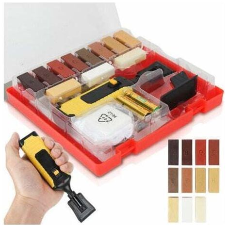 Kit di riparazione per pavimenti in parquet, 11 bastoncini di cera in diversi colori per riparazioni di laminati - Strumento per ritocchi graffi - INHHUB (1/4)