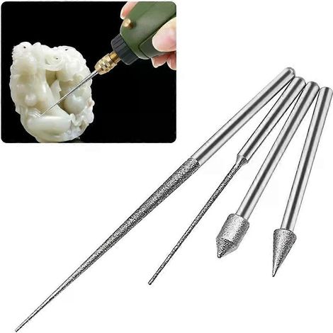 1 Stück 3-mm-Schaft-Diamantschleifkopf, Schleifnadel, Fräser, Mini-Bohrer für Metall, Glas und Jade zum Gravieren, Bohren und Schnitzen (1/4)