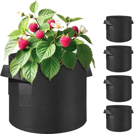 Lot de 50 sacs de culture avec poignées robustes et coutures renforcées, tissu non tissé épais adapté à toutes les plantes, accessoires de jardin 18 x 15 cm - Noir (1/4)