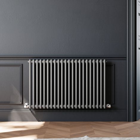 ELEGANT Anthracite Horizontal Radiator Cast Iron Radiator Double Radiator Column Rads 600 x 1010 mm