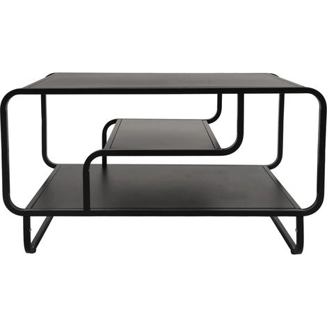 Tavolino rettangolare moderno con tre ripiani design elegante 45 x 80 x 40 cm acciaio nero 040009387